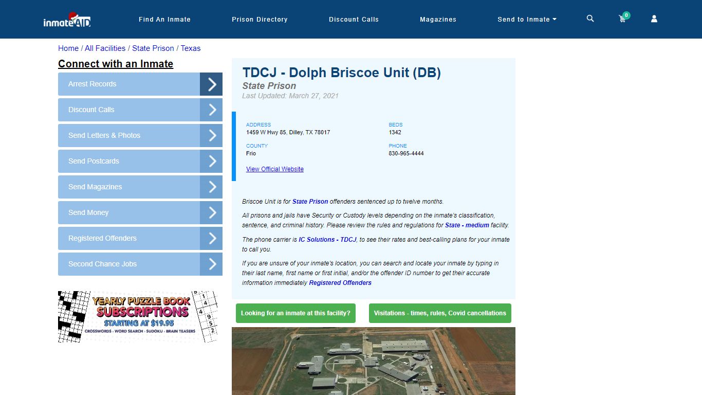 TDCJ - Dolph Briscoe Unit (DB) & Inmate Search - Dilley, TX