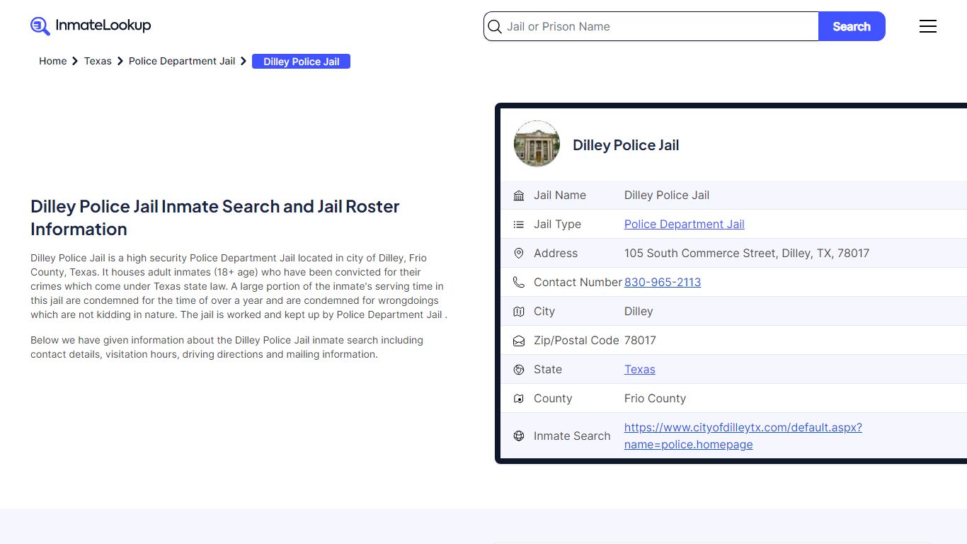 Dilley Police Jail Inmate Search - Dilley Texas - Inmate Lookup