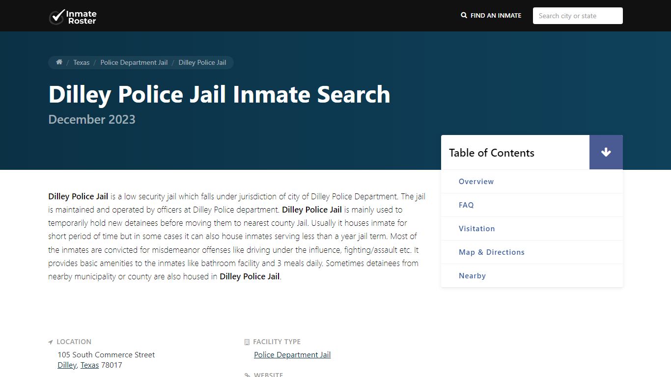 Inmate Search | Dilley Police Jail - Dilley, TX