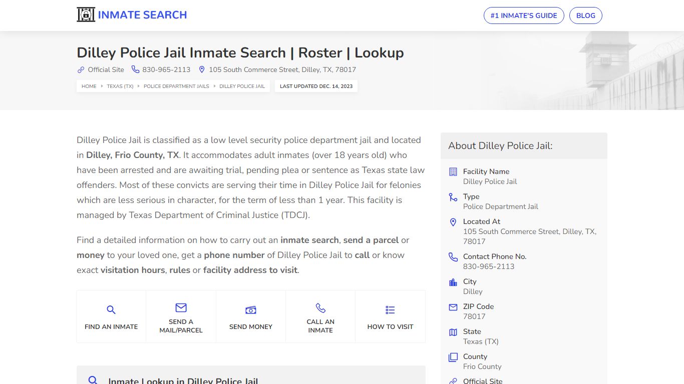 Dilley Police Jail Inmate Search | Roster | Lookup
